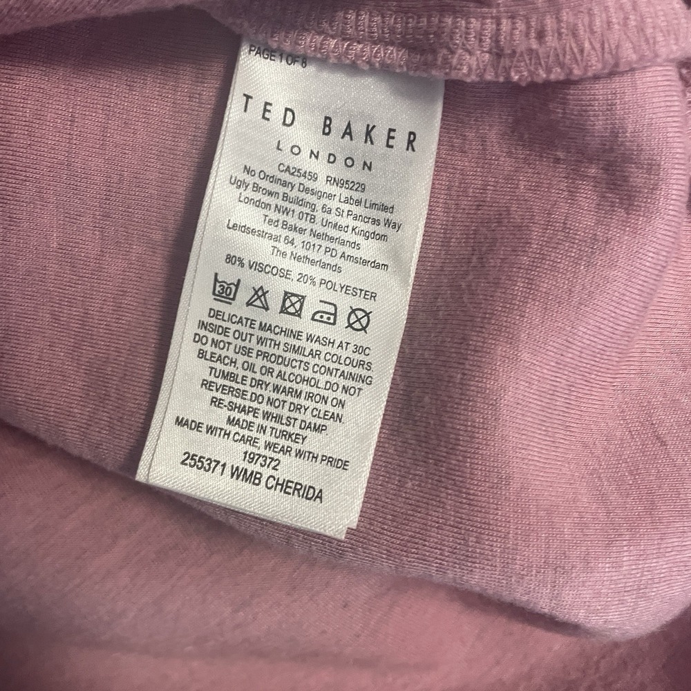 TED BAKER LONDON Womens Sz 5 (US 12) Puff Sleeve Sweatshirt Pink Heathered - Picture 14 of 14